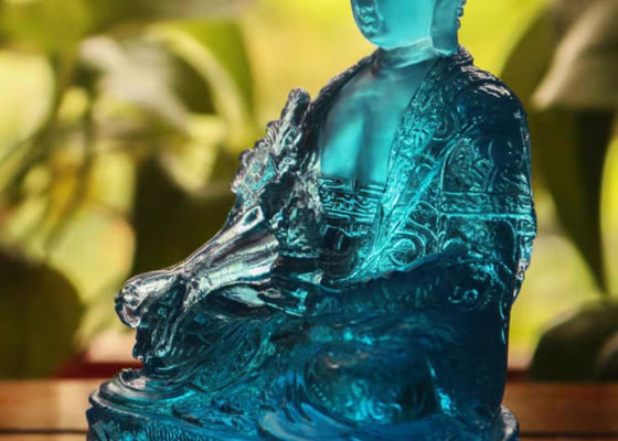 Oosterse Traditionele Liuli Sapphire Vivid Crystal Buddha