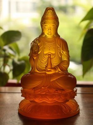 Oosterse Traditionele Liuli Sapphire Vivid Crystal Buddha